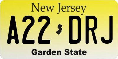 NJ license plate A22DRJ