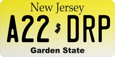 NJ license plate A22DRP