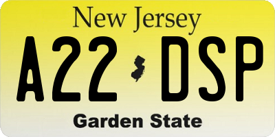 NJ license plate A22DSP