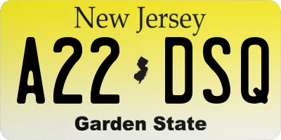 NJ license plate A22DSQ