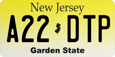 NJ license plate A22DTP