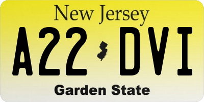 NJ license plate A22DVI