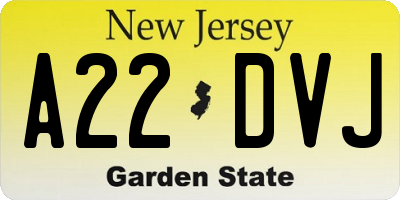 NJ license plate A22DVJ