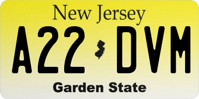 NJ license plate A22DVM