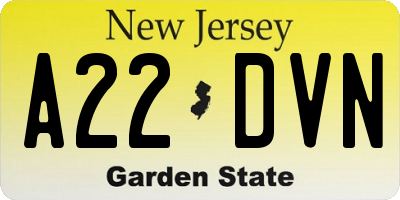 NJ license plate A22DVN