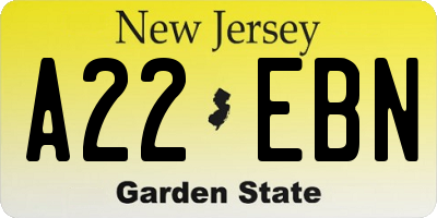 NJ license plate A22EBN