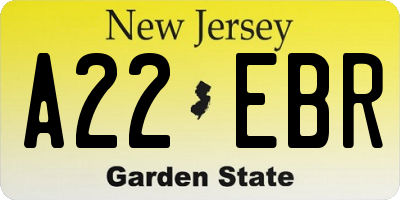 NJ license plate A22EBR