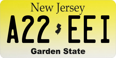 NJ license plate A22EEI