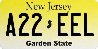NJ license plate A22EEL