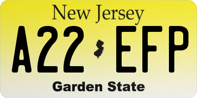NJ license plate A22EFP