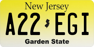 NJ license plate A22EGI