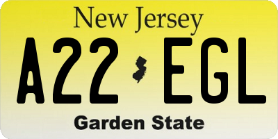 NJ license plate A22EGL
