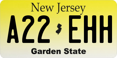 NJ license plate A22EHH