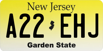 NJ license plate A22EHJ