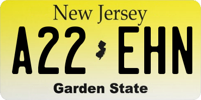 NJ license plate A22EHN