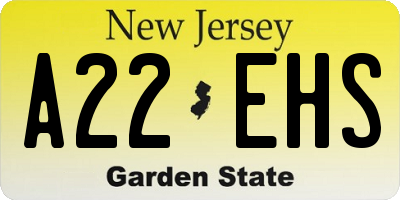 NJ license plate A22EHS