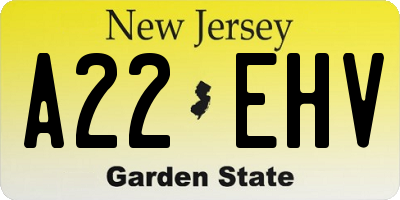 NJ license plate A22EHV