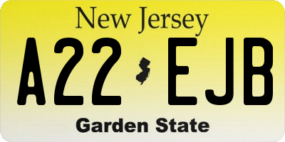 NJ license plate A22EJB