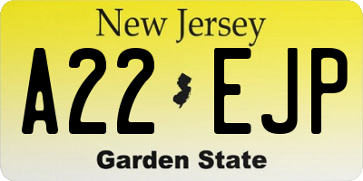 NJ license plate A22EJP