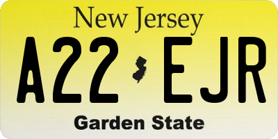 NJ license plate A22EJR