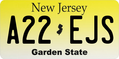 NJ license plate A22EJS