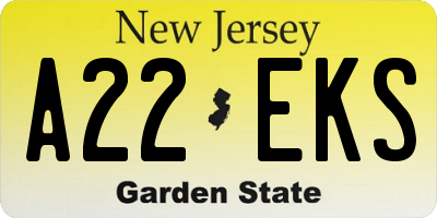 NJ license plate A22EKS