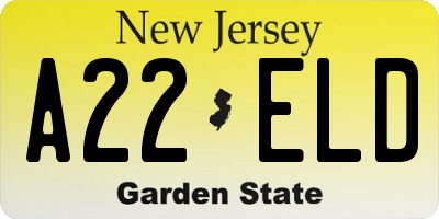 NJ license plate A22ELD