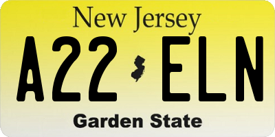 NJ license plate A22ELN