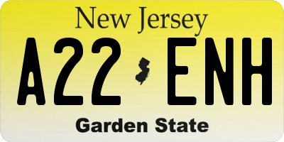 NJ license plate A22ENH