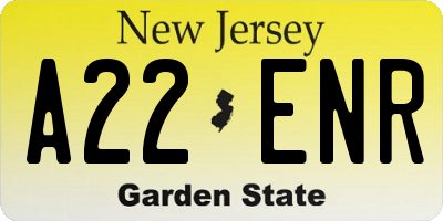 NJ license plate A22ENR