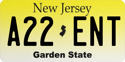 NJ license plate A22ENT