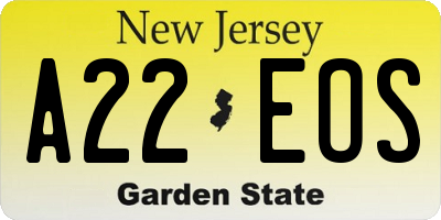 NJ license plate A22EOS