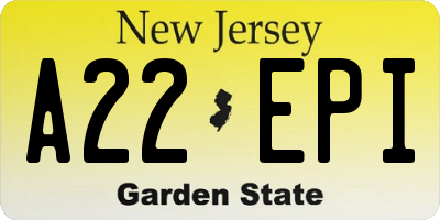 NJ license plate A22EPI