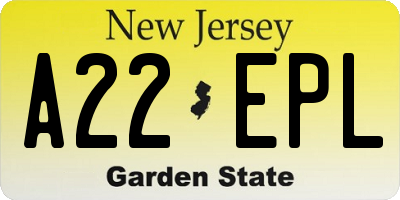 NJ license plate A22EPL