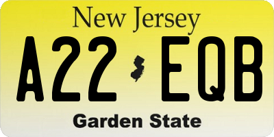 NJ license plate A22EQB