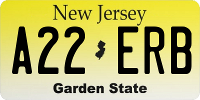 NJ license plate A22ERB