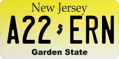 NJ license plate A22ERN