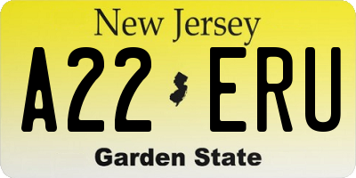 NJ license plate A22ERU