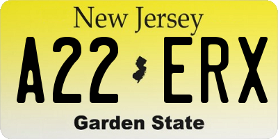NJ license plate A22ERX