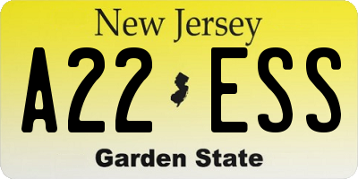 NJ license plate A22ESS