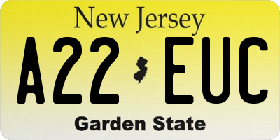NJ license plate A22EUC