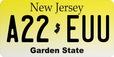 NJ license plate A22EUU