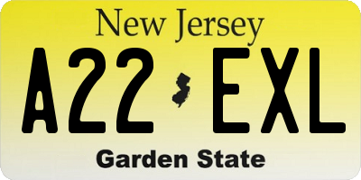 NJ license plate A22EXL