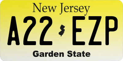 NJ license plate A22EZP