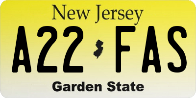 NJ license plate A22FAS
