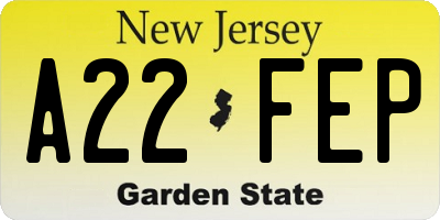NJ license plate A22FEP