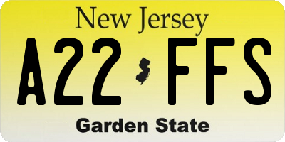 NJ license plate A22FFS