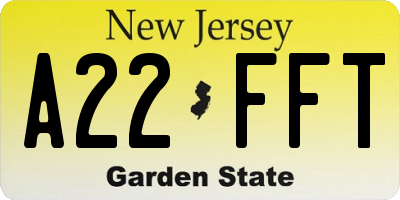 NJ license plate A22FFT