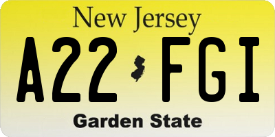 NJ license plate A22FGI