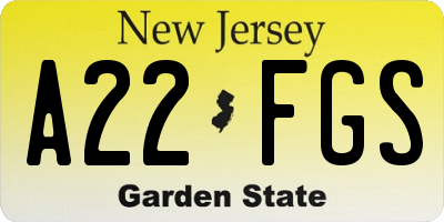 NJ license plate A22FGS